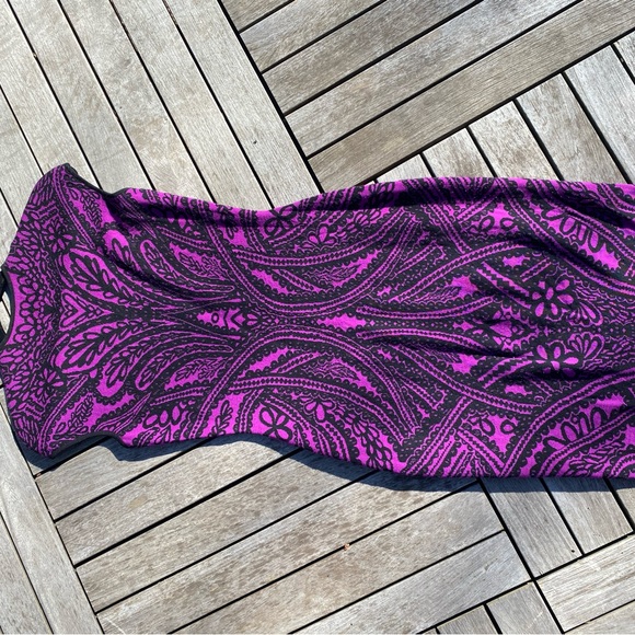 Boho vintage Wool sleeveless printed sweater dress magenta purple/black - Picture 3 of 5